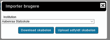 Billedet viser de to knapper Download skabelon og Upload udfyldt skabelon.