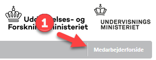 Billedet viser knappen Medarbejderforside på optagelse.dk.