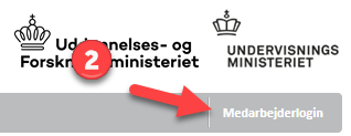 Billedet viser knappen Medarbejderlogin på optagelse.dk.